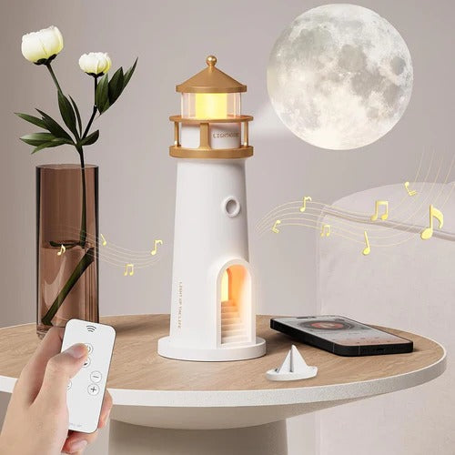 Maanslicht Projector Lamp | Vuurtoren Nachtlamp met Bluetooth Speaker | Lunavara