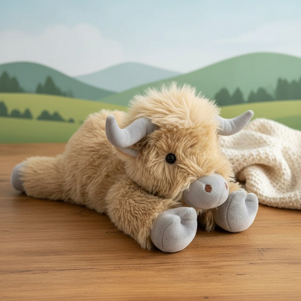 MOOLETTE – Schattige Hoogland Koe Plush met Gezellig, Knuffelbaar Ontwerp