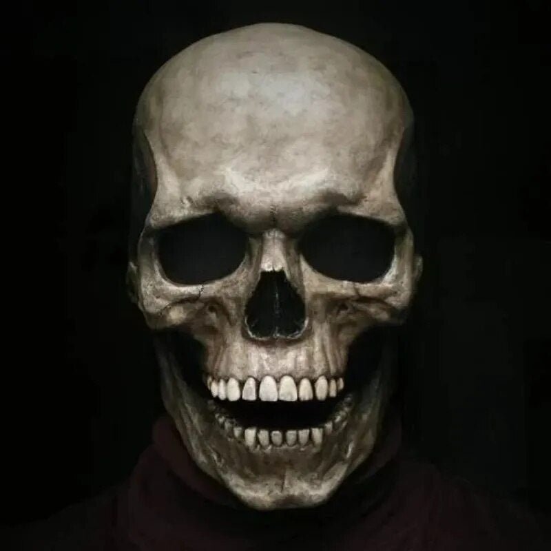 Bewegelijk Kaken, realistische Totenkopfmaske voor het hele hoofd – menselijke skeletmasker voor Halloween-feesten