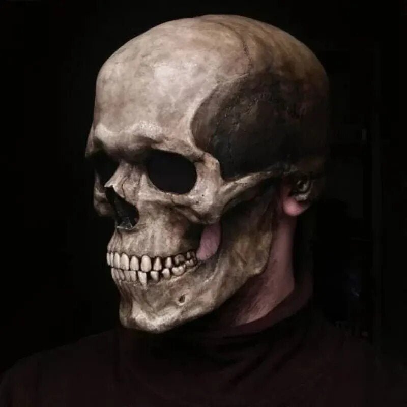 Bewegelijk Kaken, realistische Totenkopfmaske voor het hele hoofd – menselijke skeletmasker voor Halloween-feesten