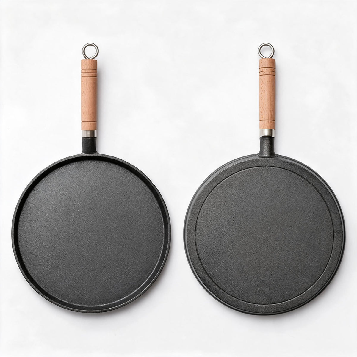 Gietijzeren Koekenpan / Crêpepan met Houten Handgreep – 20 cm of 26 cm