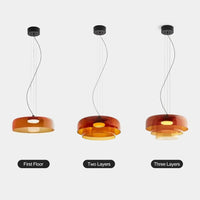 Moderne glazen hanglamp met gelaagd lampenkap – design geïnspireerd op retro stijl