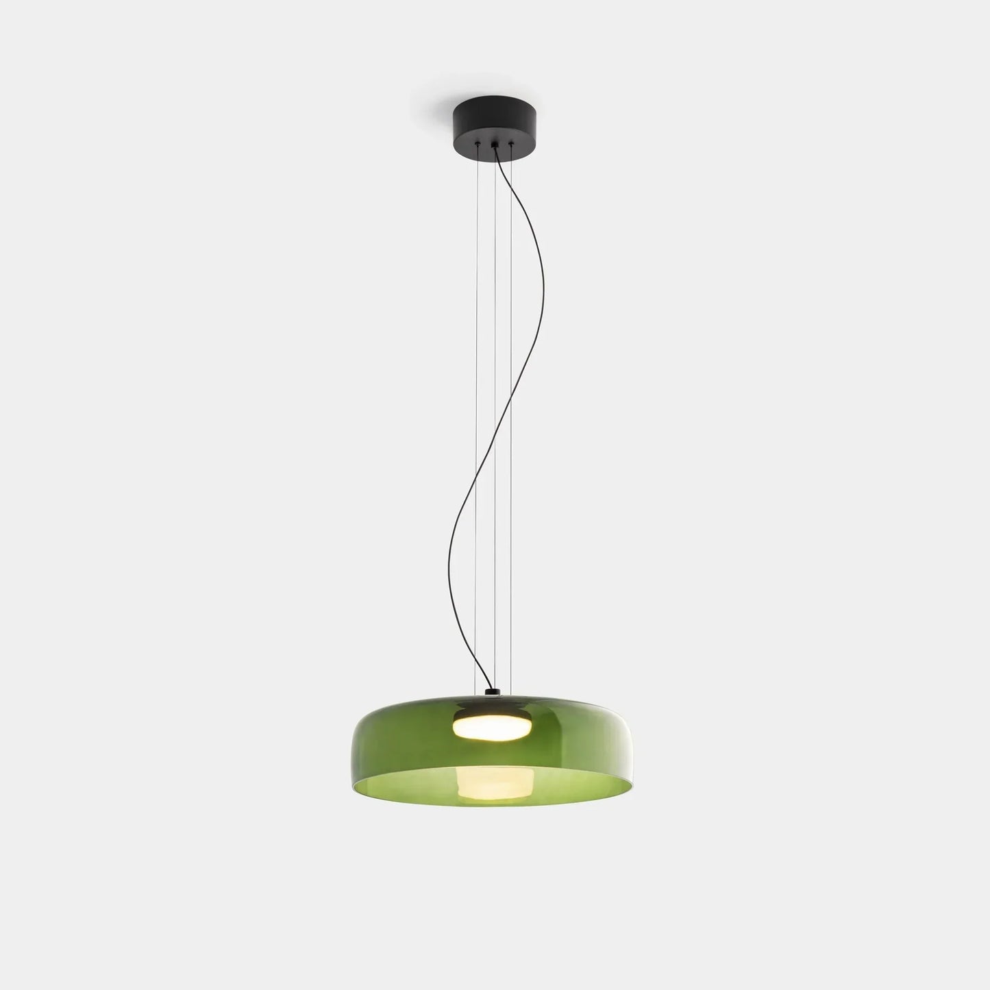 Moderne glazen hanglamp met gelaagd lampenkap – design geïnspireerd op retro stijl