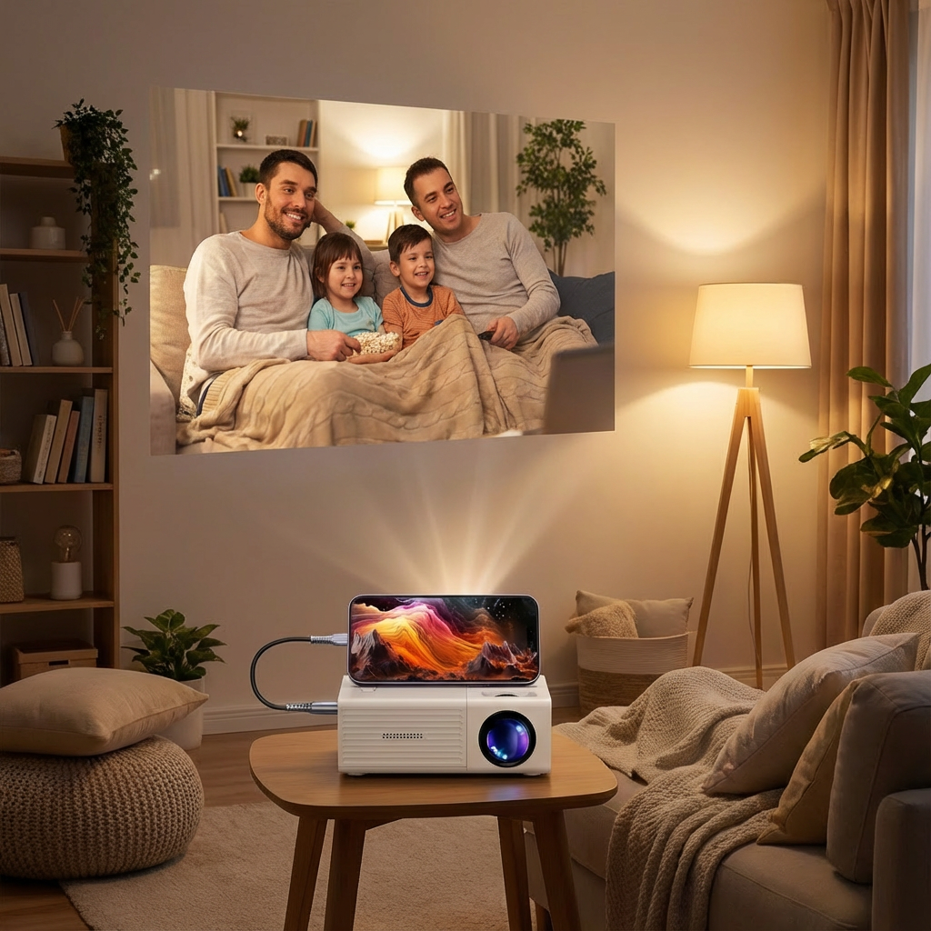 Mini Projector 3000 Lumen - Draagbaar, HDTV en USB, Ideaal voor Thuisbioscoop en Buitenfilms