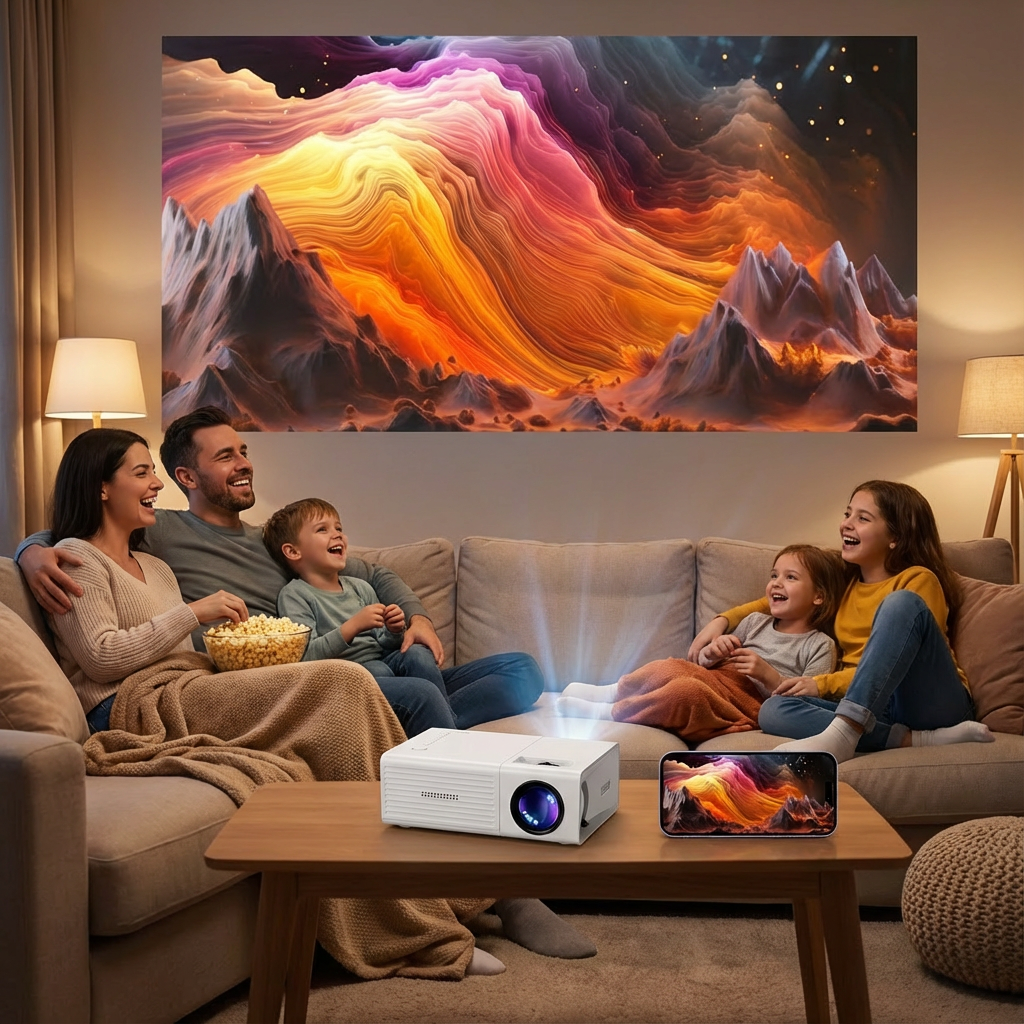 Mini Projector 3000 Lumen - Draagbaar, HDTV en USB, Ideaal voor Thuisbioscoop en Buitenfilms