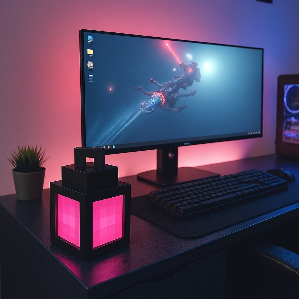 Minecraft Lamp | Draadloze Tafellamp | Nachtlamp | Wandlamp binnen | PixelLicht