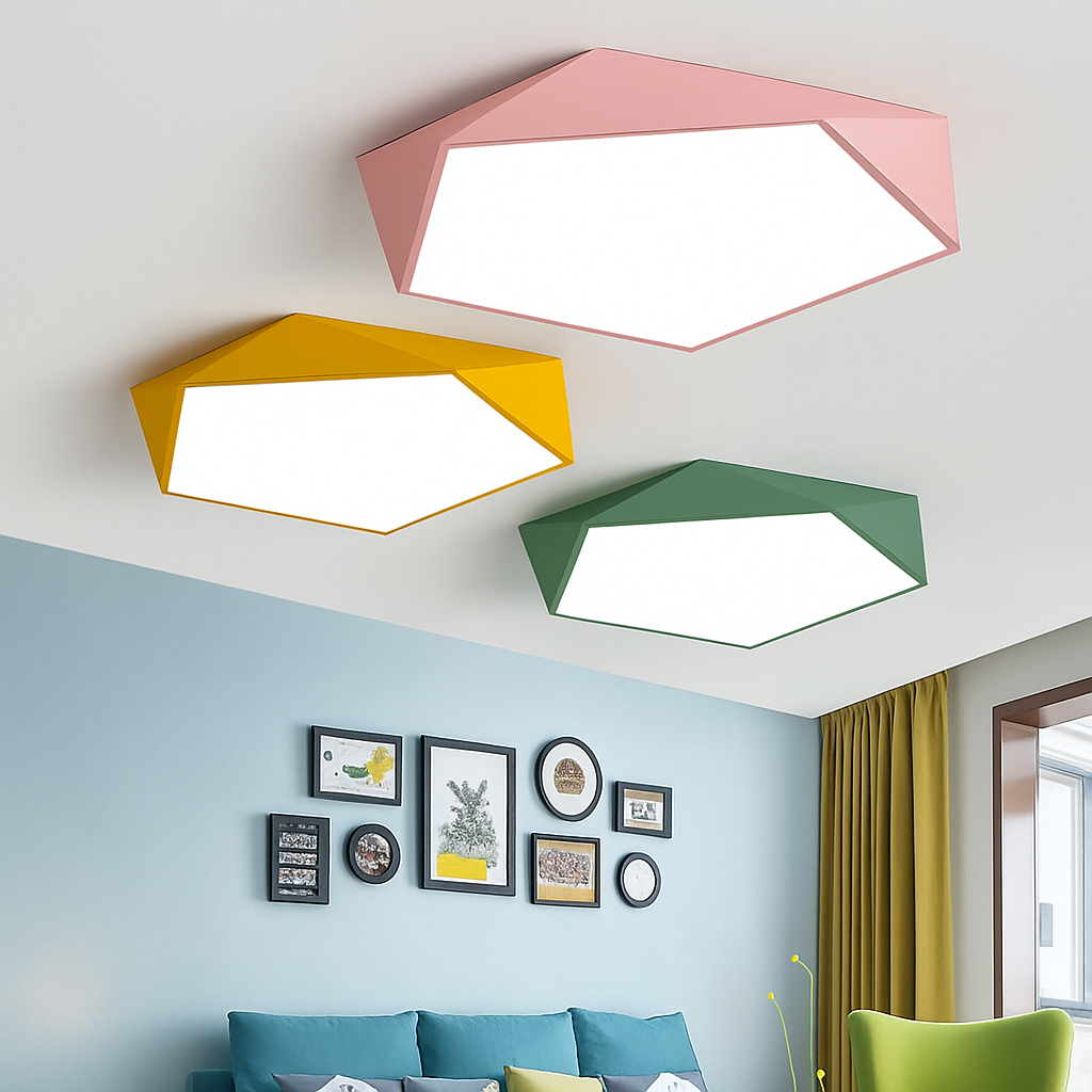 Design LED geometrische plafondlamp in kleur