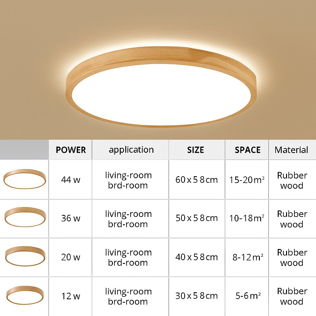 LED-houten plafondlamp (verschillende vormen)
