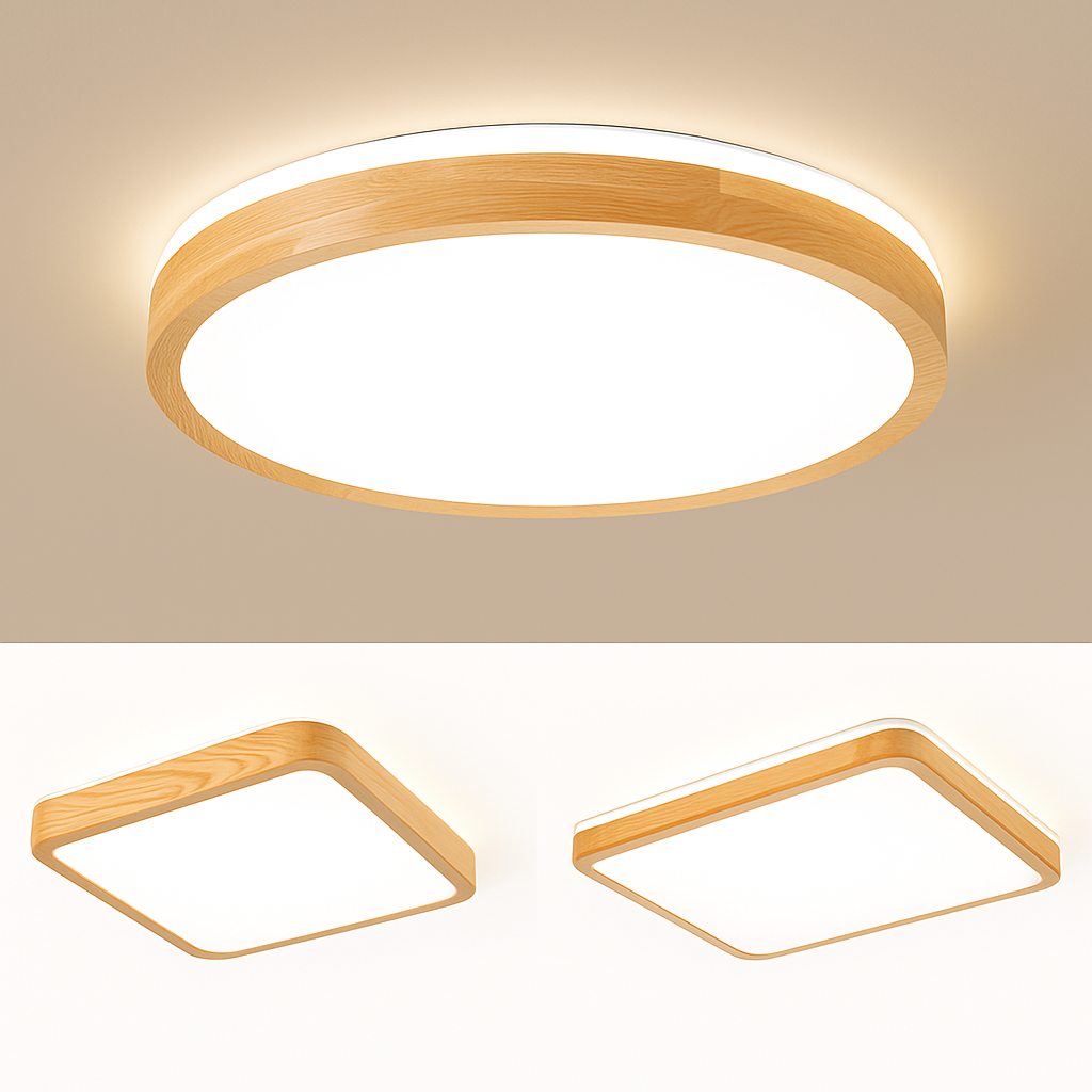 LED-houten plafondlamp (verschillende vormen)