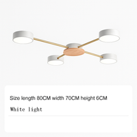 Plafonnier LED design in metaal en hout met meerdere ronde lampen Aibiou