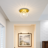 Design LED plafondlamp rond goudkleurig met glazen bol Porch