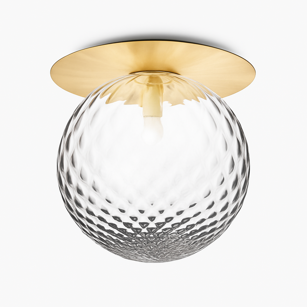 Design LED plafondlamp rond goudkleurig met glazen bol Porch