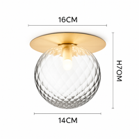 Design LED plafondlamp rond goudkleurig met glazen bol Porch