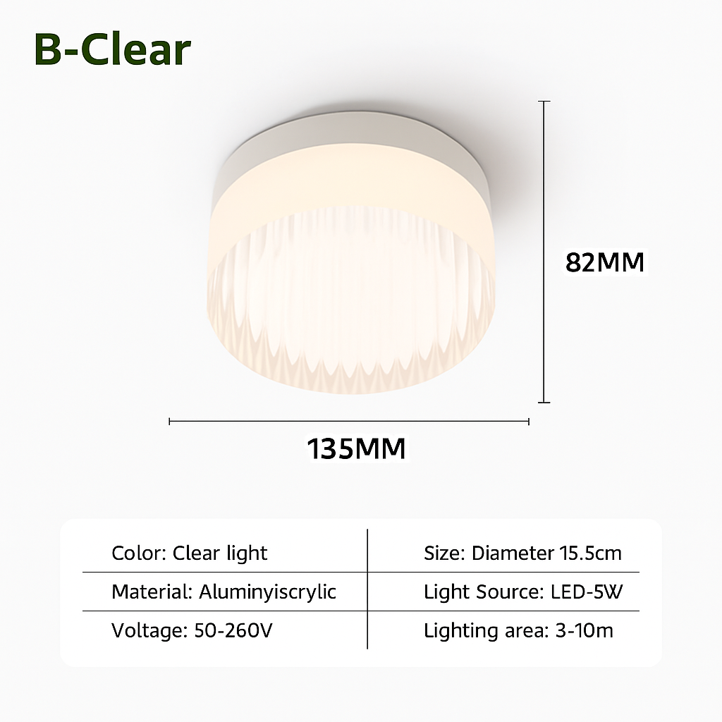 minimalistische LED plafondlamp van glas in Scandinavische stijl voor binnen
