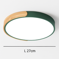 Ronde LED plafondlamp van metaal en gebogen hout Macaron
