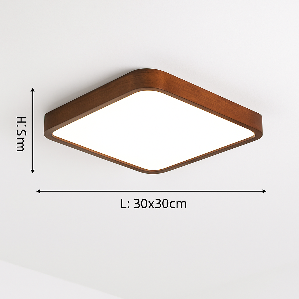 Moderne LED plafondlamp in geometrische houten vorm Evelyn