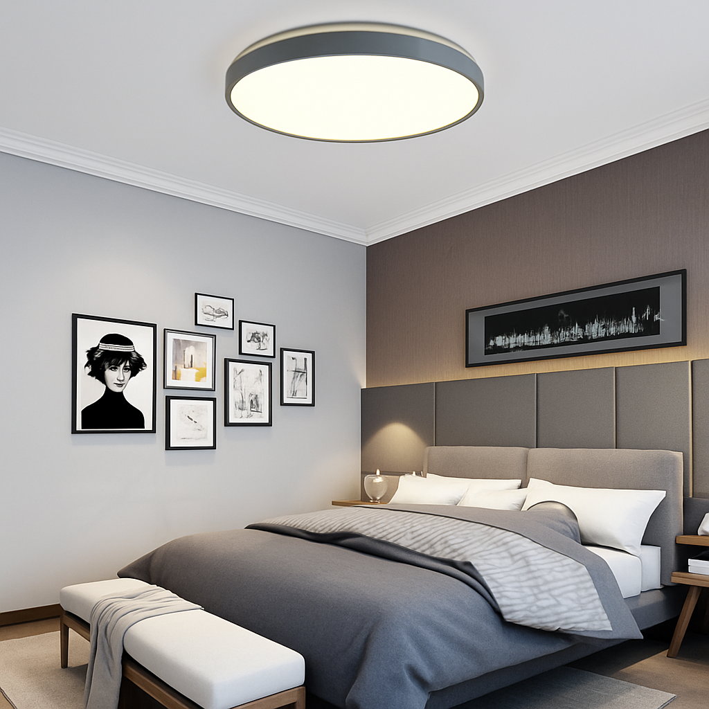 Moderne LED metalen plafondlamp cirkelvormig en slank Glenn