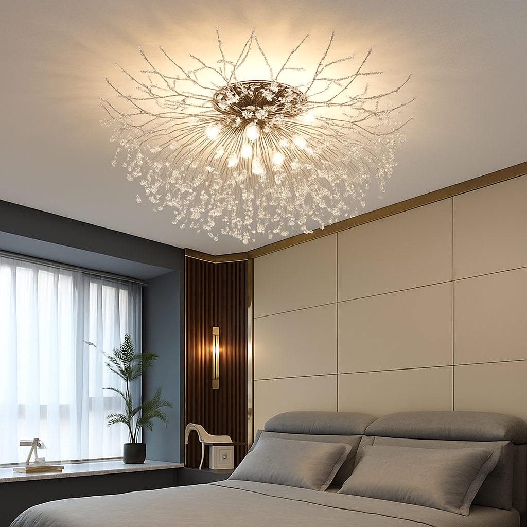 moderne creatieve ronde design kristallen plafondlamp paardenbloem