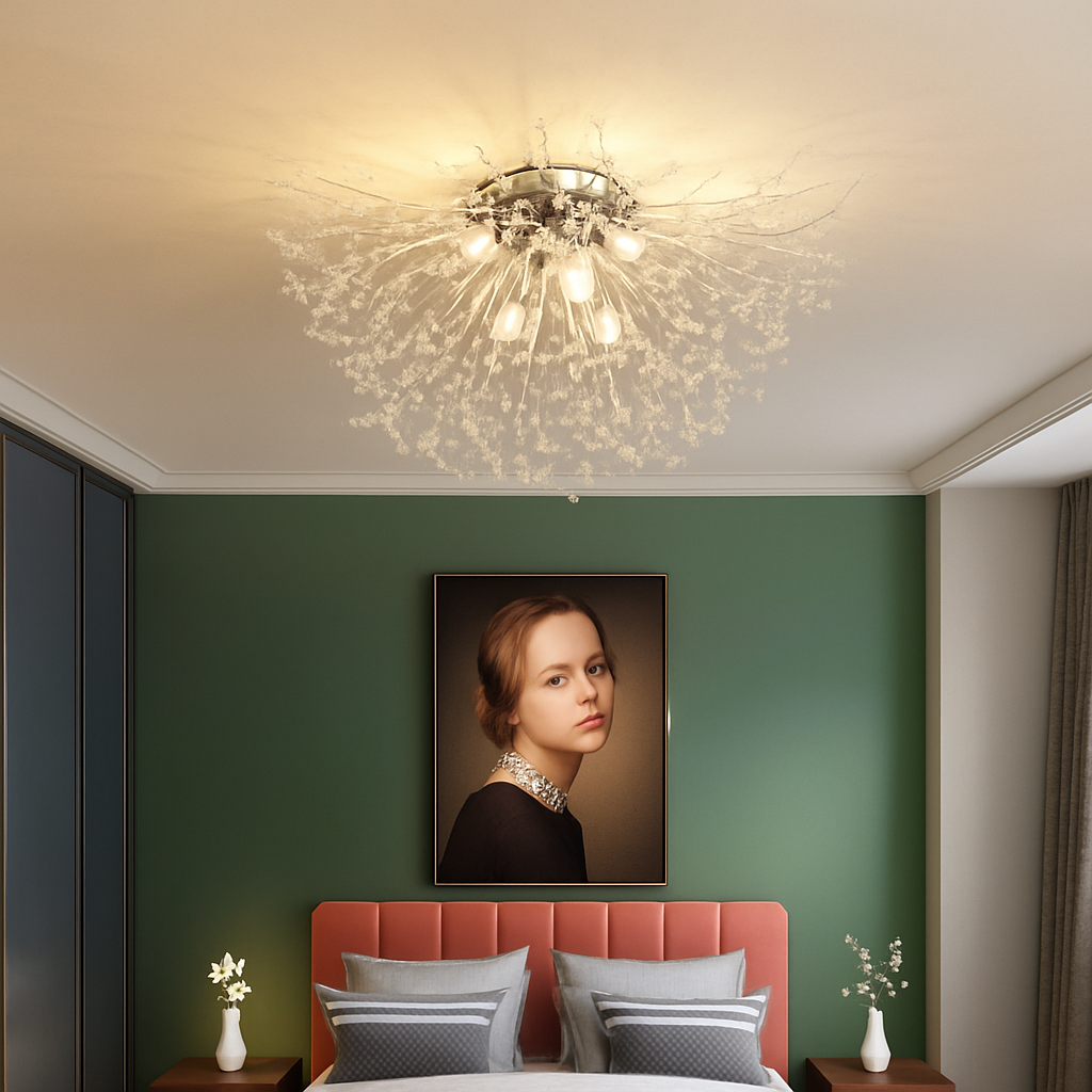 moderne creatieve ronde design kristallen plafondlamp paardenbloem