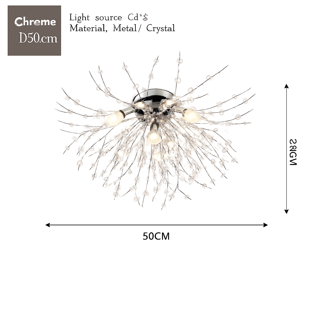 moderne creatieve ronde design kristallen plafondlamp paardenbloem
