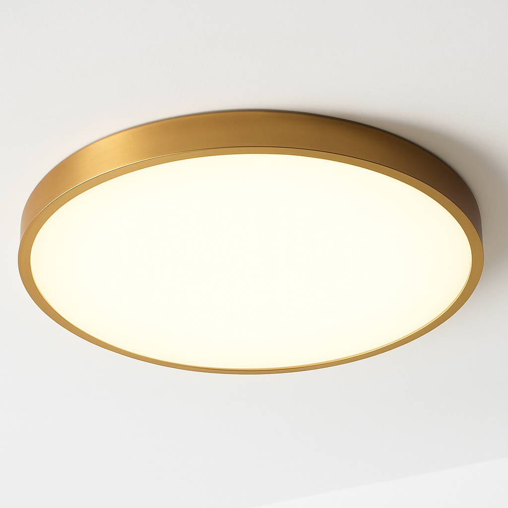 Plafondlamp plat en rond goudkleurig met LED