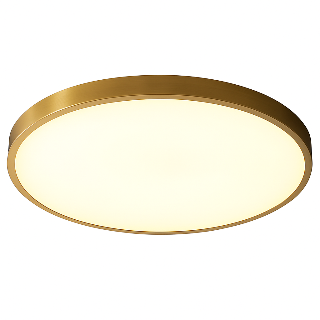 Plafondlamp plat en rond goudkleurig met LED