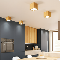 Plafonnier spot met LED cube in hout