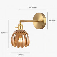 Retro wandlamp in de vorm van een tulp bloem – wandlamp met glazen kap en gouden afwerking