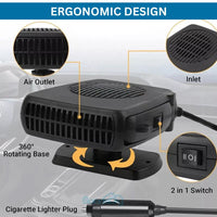 12V Draagbare Autokachel met 360° Draaibare Basis