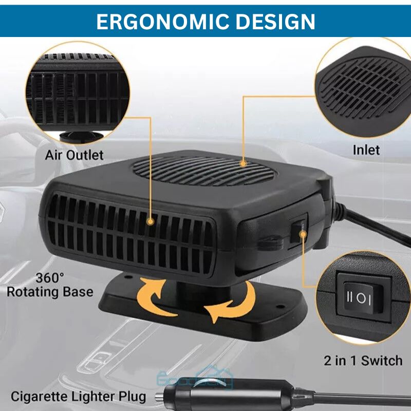 12V Draagbare Autokachel met 360° Draaibare Basis