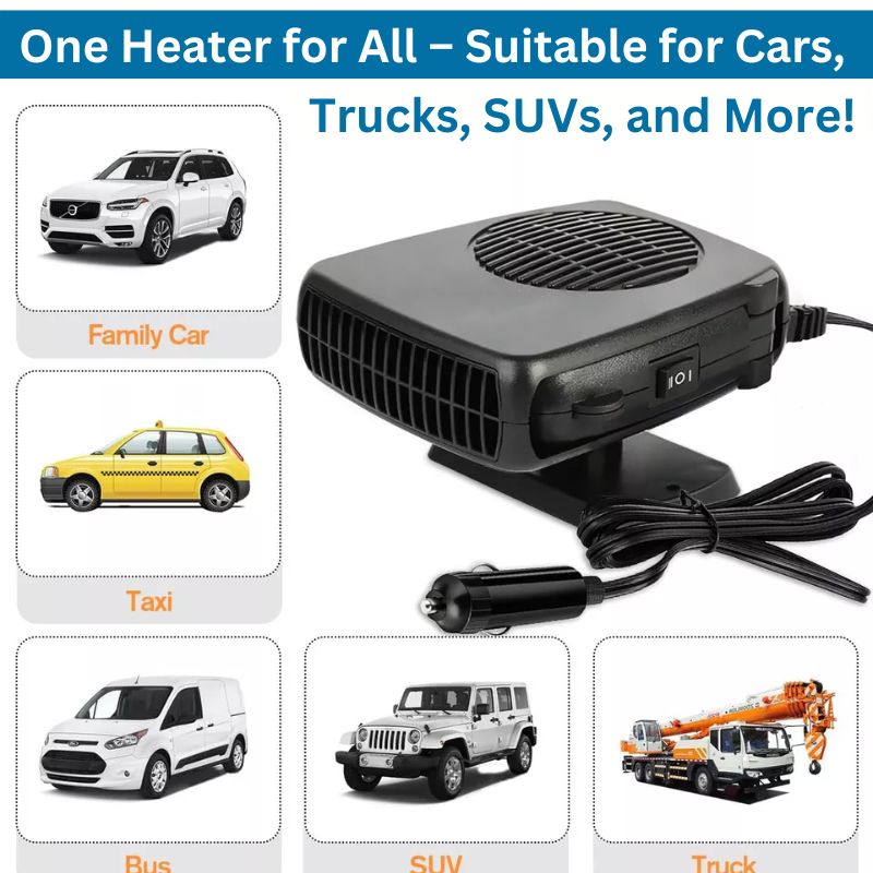 12V Draagbare Autokachel met 360° Draaibare Basis
