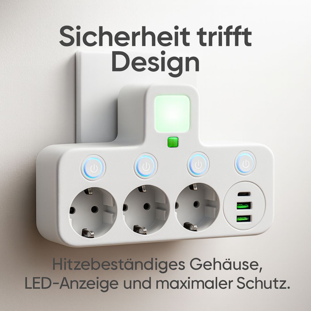 Stekkerdoos met 3 stopcontacten | Meerdere stekkerdoos met USB & schakelaar | PowerGrid