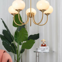 Retro glamour hanglamp met bolvormige lampenkappen