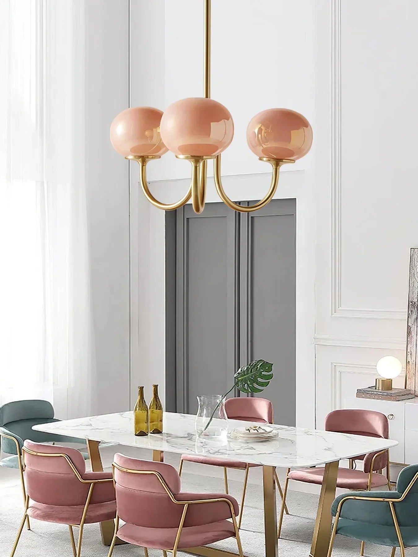 Retro glamour hanglamp met bolvormige lampenkappen