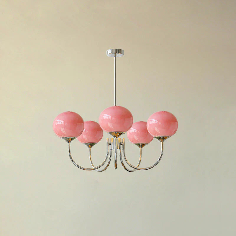 Retro glamour hanglamp met bolvormige lampenkappen