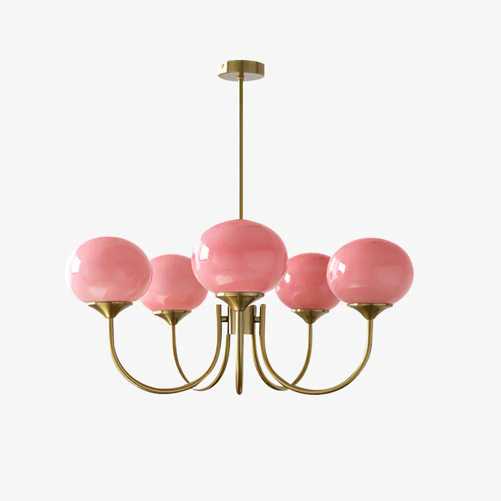Retro glamour hanglamp met bolvormige lampenkappen