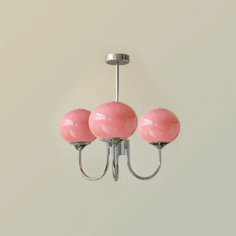 Retro glamour hanglamp met bolvormige lampenkappen