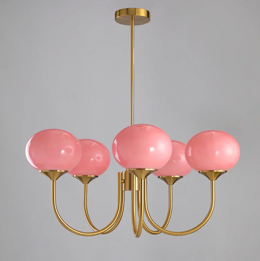 Retro glamour hanglamp met bolvormige lampenkappen