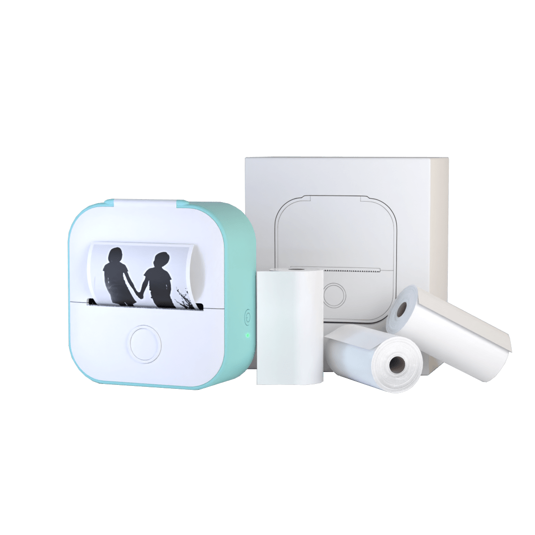 Draagbare printer met 4 stickerrollen