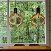 Retro Vogelkooi Hanglamp van Hout