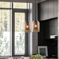 Suspensie ontwerp buis afgerond dubbel rookkleurig glas