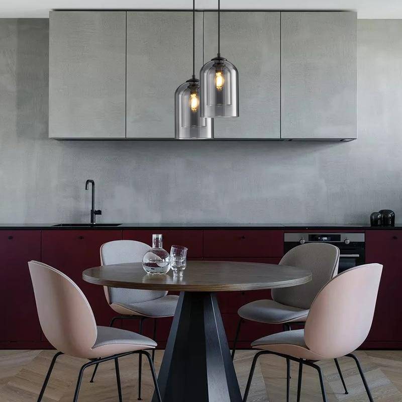 Suspensie ontwerp buis afgerond dubbel rookkleurig glas