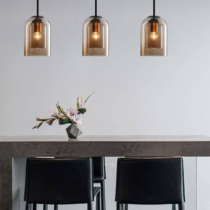 Suspensie ontwerp buis afgerond dubbel rookkleurig glas