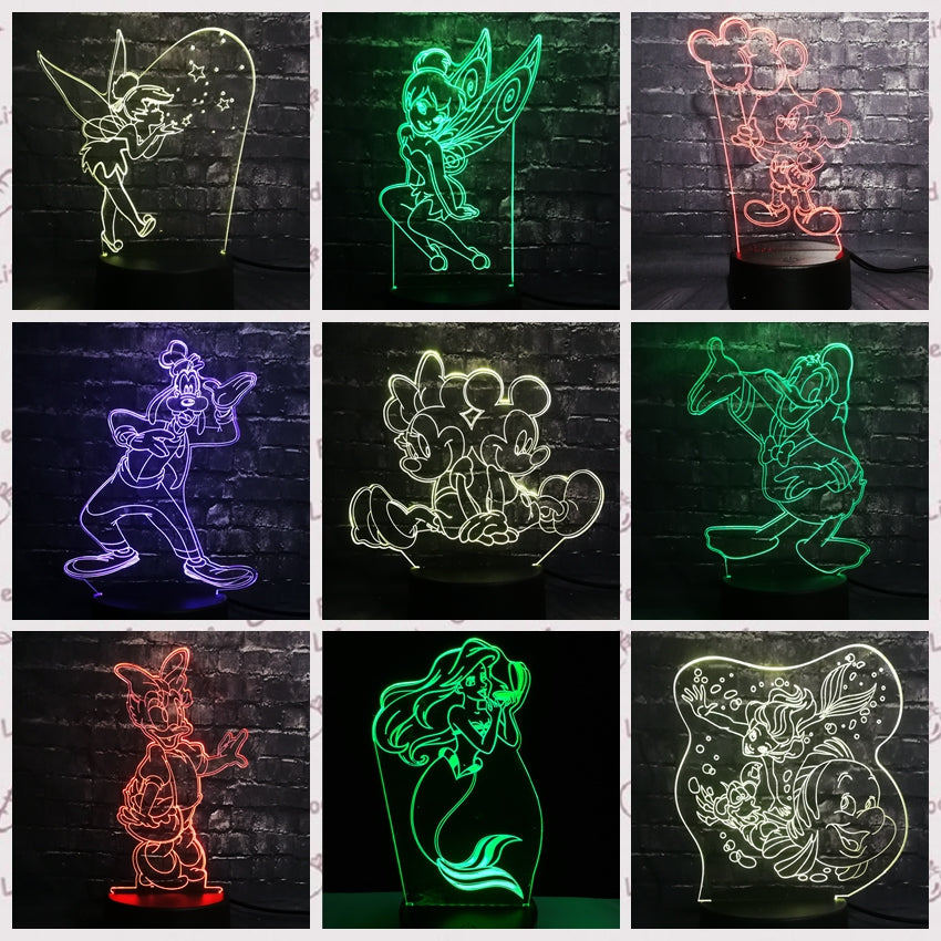 ToonLuxe 3D Nachtlampje | Levendige Mickey & Minnie LED slaapkamerlamp met afstandsbediening