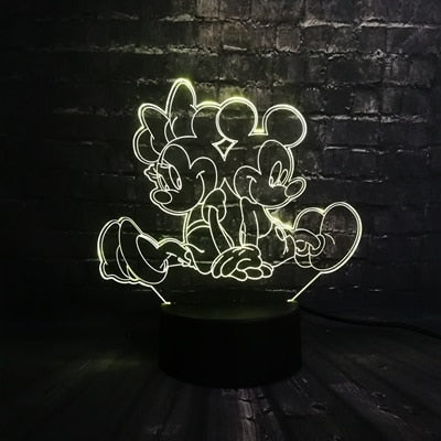 ToonLuxe 3D Nachtlampje | Levendige Mickey & Minnie LED slaapkamerlamp met afstandsbediening