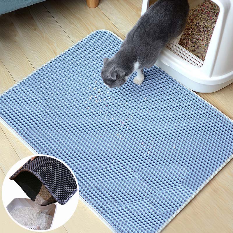 Afval Opvang Mat | Houdt vloeren schoon en vrij van gemorst strooisel Korte beschrijving: Vangt effectief kattenbakvulling op met een dubbellaags ontwerp.