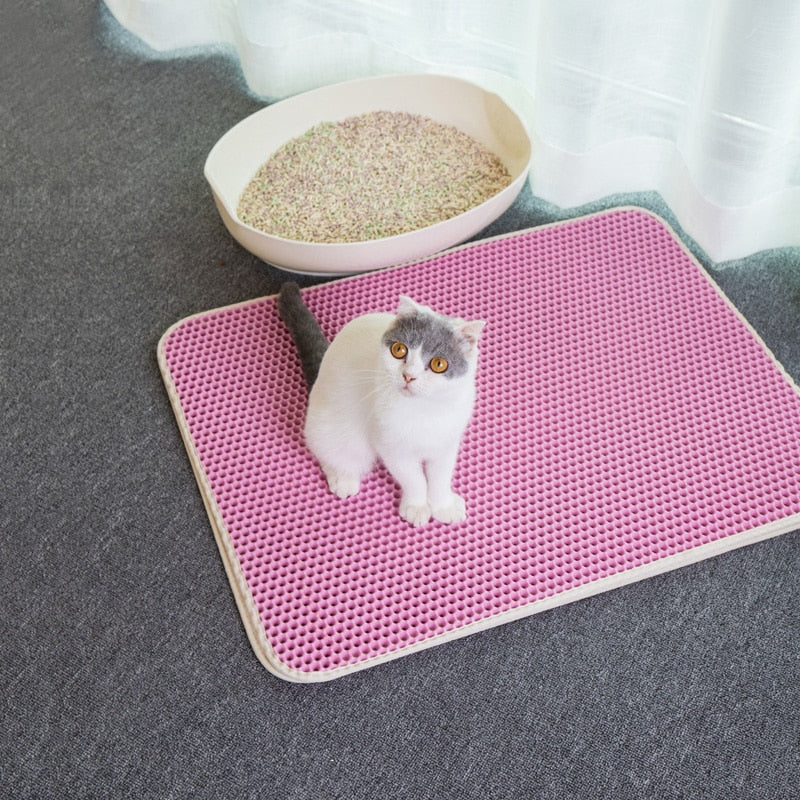 Afval Opvang Mat | Houdt vloeren schoon en vrij van gemorst strooisel Korte beschrijving: Vangt effectief kattenbakvulling op met een dubbellaags ontwerp.