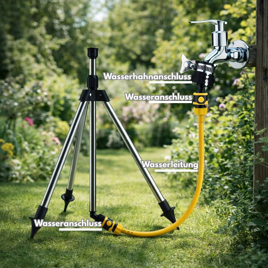 Gras sprinkler met statief | 360° Sprinkler | Tuinsproeier | AquaVento