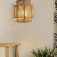 Handgeweven Riet en Bamboe Wandlamp