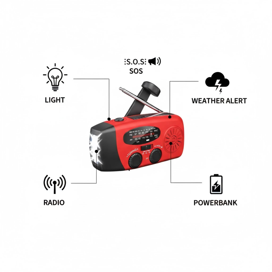 ReadyWave | Noodradio met handcrank en zonnepaneel